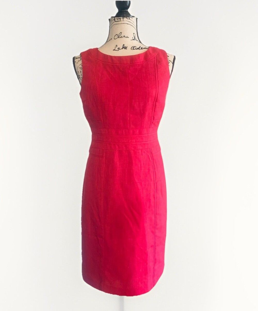 Ellen Tracy Hot Pink Sleeveless Sheath Dress Lined